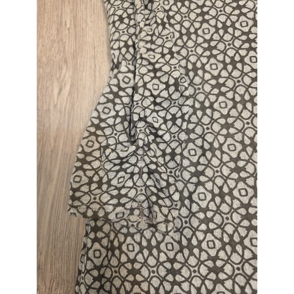 Athleta Womens Long Sleeve V Neck Dress Gray Geometric Ruched Size L - Picture 9 of 16